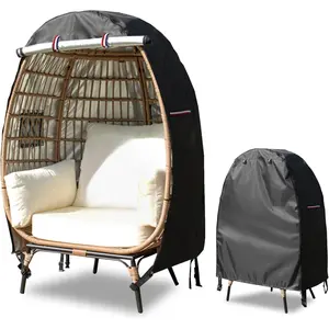 Outdoor Egg Chair Cover, Egg Chair Cover with Zipper for Wicker Patio Basket Chair(Black,Fits 43" L *25" W*55.1" H Egg Chair)