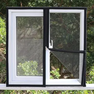 Black Zipper Window Screen Set, Multi-Size Options, Hook & Loop Install, Breathable Anti-Mosquito Mesh, Easy to Remove & Clean, Home Window Bug Protection