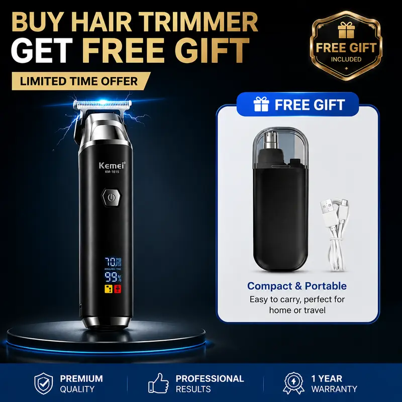 Zytron Men's 2-in-1 Cordless Barber Trimmer-Beard Clippers, USB Rechargeable Compact & User-Friendly Grooming Tool for Engraved Oil Head, Home/Travel Wearable Accessory (Electronics)