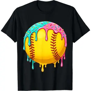 Softball Player Ice Cream Softball Drip girls softball T-Shirt Graphic tees