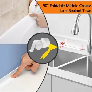 2 Rolls 3.2m Joint Filling Tape, Width 3.8cm, Includes Plastic Scraper, Durable Self-Adhesive Waterproof Strip, Bathroom Kitchen Use