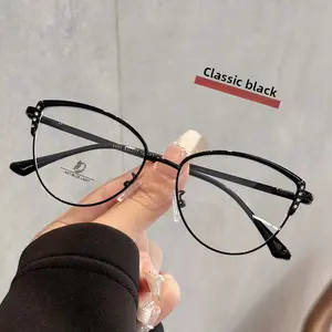 2026 New Metal Cat Eye Eyeglass Frame for Trendy Women, Fashionable Anti-Blue Light filter  with Spring Hinges Oval Gold Retro  Double Geometric Beam Sunglasses bioptic telescopic glasses lightweight pc vintage men sharing yes fashion full color luxury