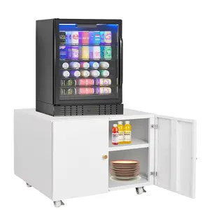 Garvee Multi-Functional Mobile Storage Cabinet – Rolling Printer Stand/File Cabinet/Mini Metal Fridge Stand with Lockable Doors & Adjustable Shelf, Home Office/Dorm/Kitchen Furniture on Wheels