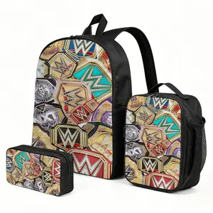 WWE Backpack with Lunch Box & Pencil Case | School Bag Set | 3-Piece Back to School Supplies for Boys and Kids