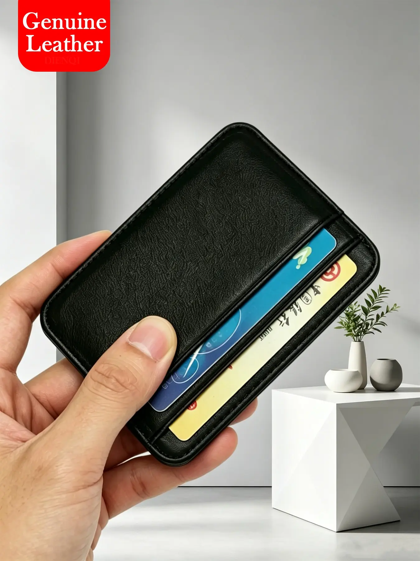 Minimalist Slim Genuine Leather Card Holder, Ultra-Thin Front Pocket Credit Card Case, Compact Multi-Slot Organizer for Men & Women, Everyday Carry Wallet Card Holder