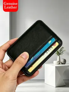 Minimalist Slim Genuine Leather Card Holder, Ultra-Thin Front Pocket Credit Card Case, Compact Multi-Slot Organizer for Men & Women, Everyday Carry