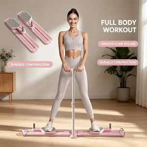 Foldable Ski Fitness Machine with Counter Sliding Leg Exerciser for Home Gym Glute & Thigh Training