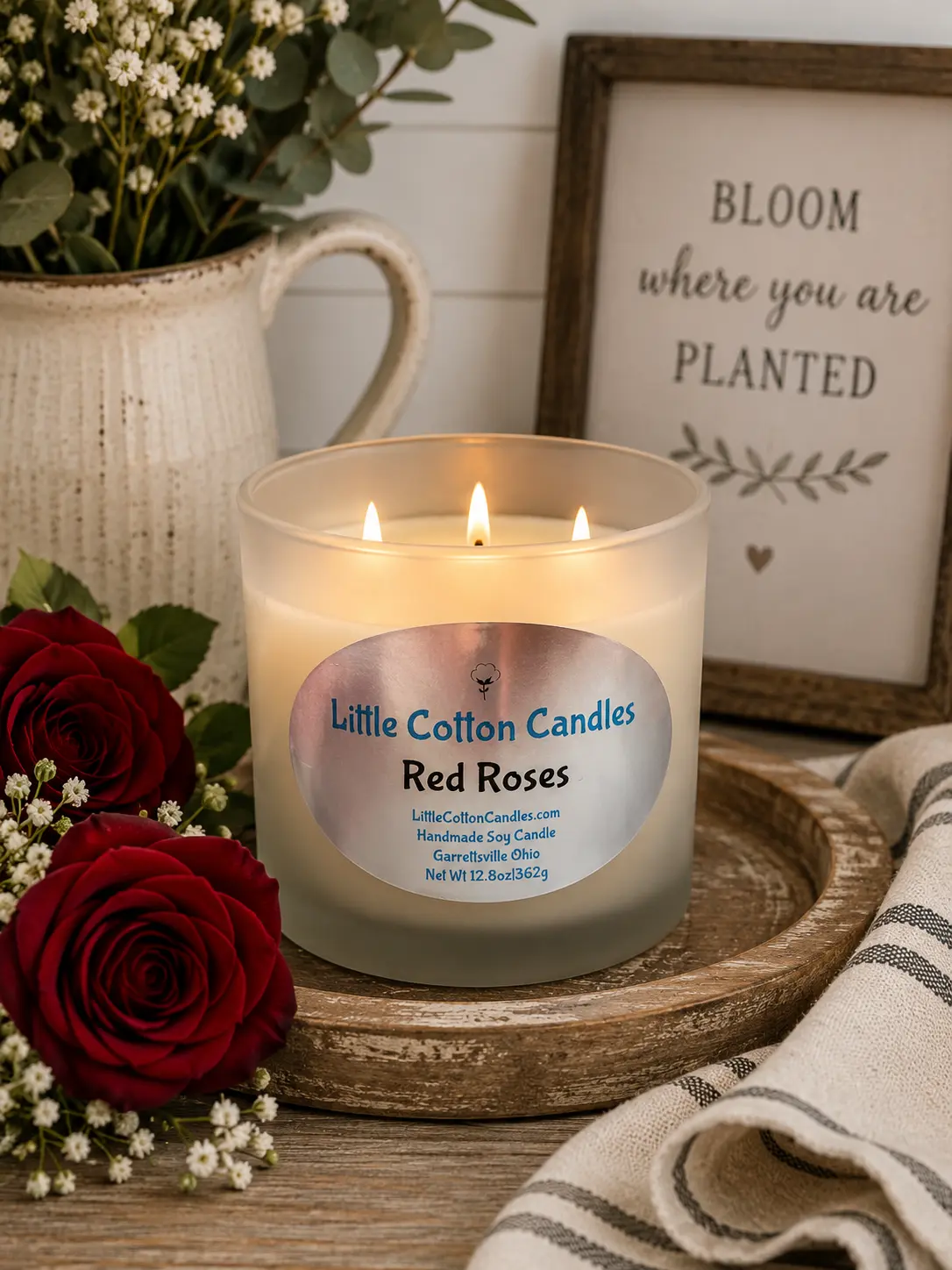 Red Roses Soy Candle - 3 Wick