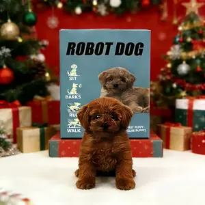 Babywendy Adorable Plush Robot Puppy with Fluffy Fur, Designed for And Slow Rebound. It Has No Lint Or Odor, Responds with Soft Barks, And Simulates Walking, Making It Perfect for Playtime at Home, Car Trips