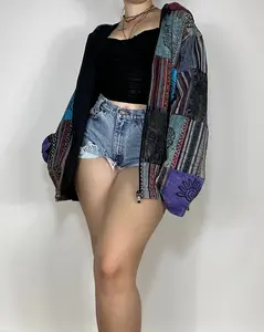 Blair Jacket - Women's Coat with Patchwork Design, Cotton Material, Stylish Outerwear for Comfort