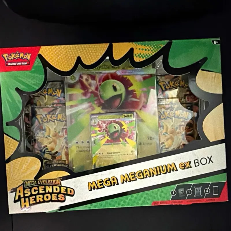 Pokémon TCG: Ascended Heroes Mega Meganium EX Sealed Trading Card Box, Mega Evolution Series Collectible Non-Sports Box for Deck Building, Strategic Gameplay Enhancement, Enhance Gameplay With Strategic Gameplay