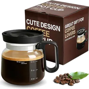 1pc/2pcs 16 Oz Coffee Pot Mug,Mini Coffee Pot Cup,with Spill Proof Lid Heatproof Glass Mug Large Capacity Coffee Cups Gift ideal Gift for Coffee Lovers