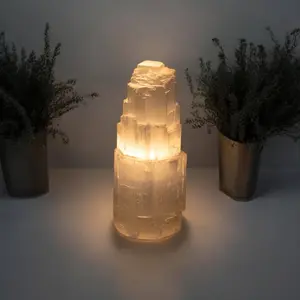 Selenite Lamp Single Tower - Large