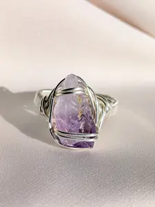 Raw Amethyst Ring - Handcrafted Unique Crystals for Earthy Sophistication