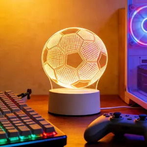 Acrylic LED Night Light, Classic Football Pattern Hexagon & Pentagon Design, Bedroom Bookshelf Decor, Boy Men Gift, Hexagon Led Lights