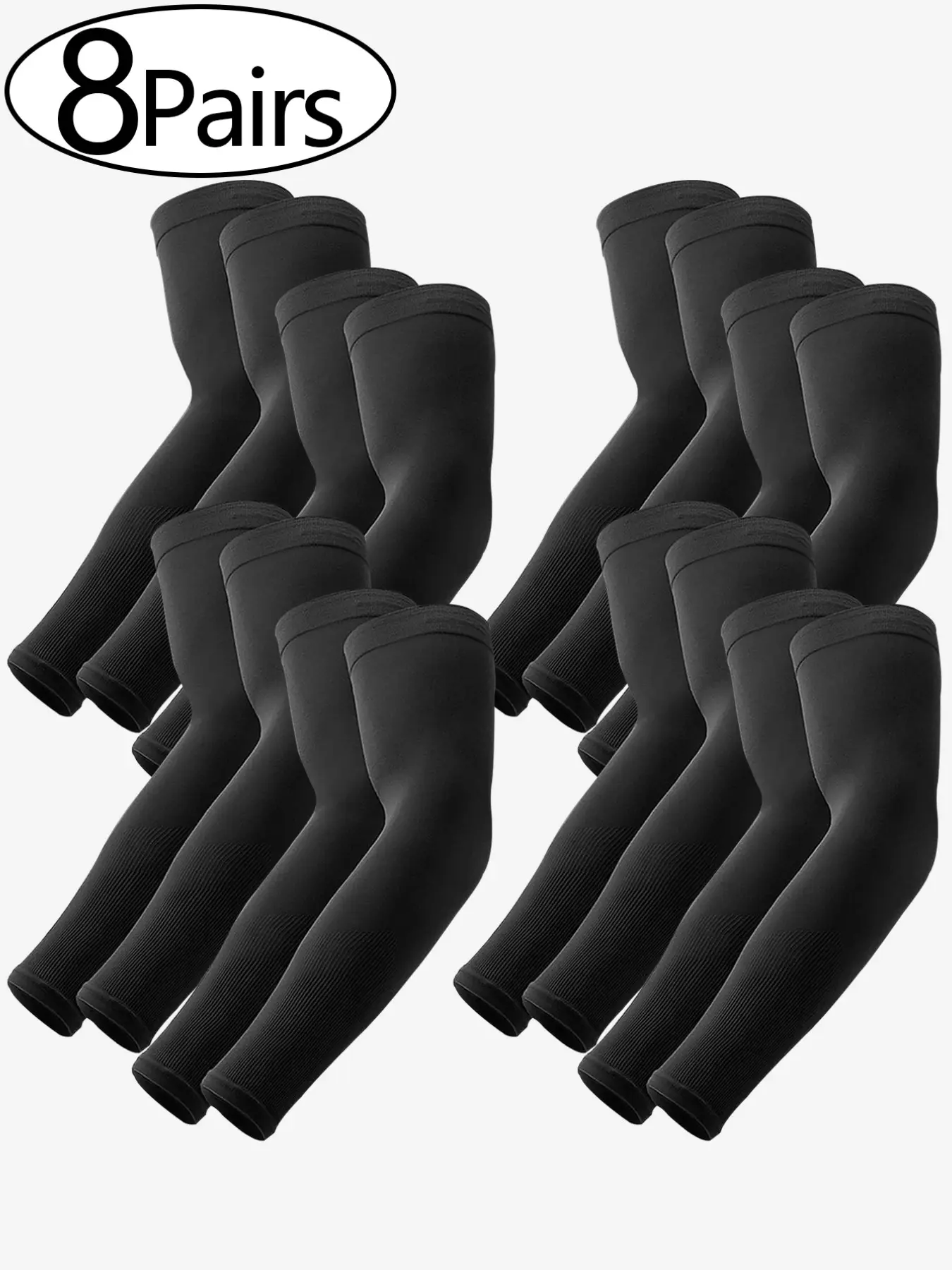 8Pairs UV Sun Protection Arm Sleeves for Men Women, Compression Cooling Sun Sleeves - Sports - Workouts - Tattoo Cover