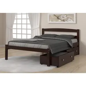 Econo Scandinavian Cappuccino Bed with Dual Underbed Drawers