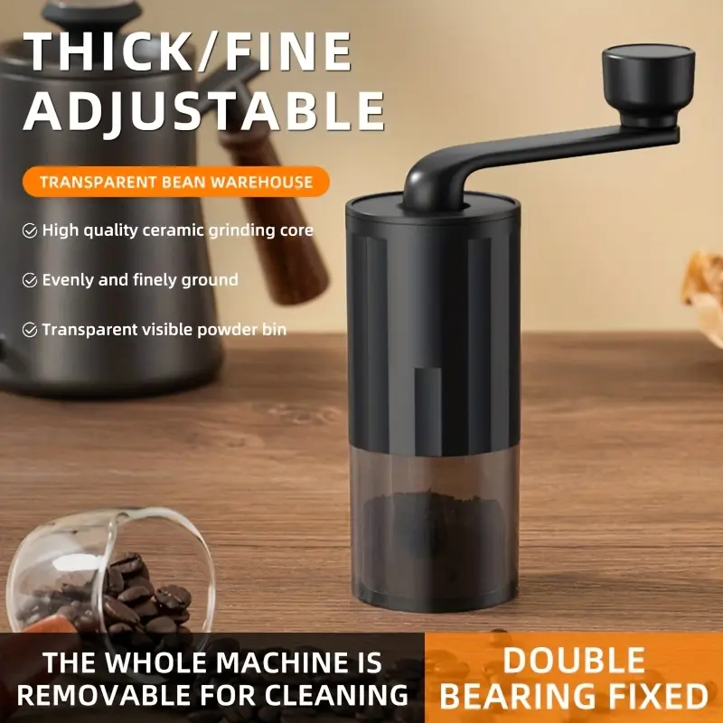1 piece - 2026 New Hand-Cranked Coffee Maker, Silent Ceramic Wrapper, Hand-Cranked Coffee Grinder/Home Coffee Grinder/Retro Hand-Cranked Coffee Maker/Adjustable Coarseness - Ceramic Wrapper - Fast Grinding Coffee Tools Coffee Making Tool
