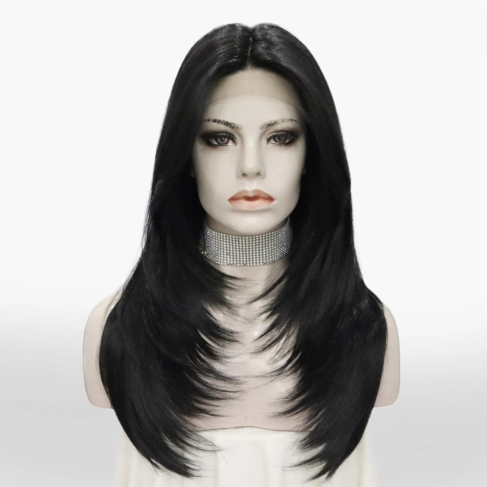 IMstyle Sonia jet black 24 inches Wolf Cut/ Layer cut Straight hair T part lace front Glueless Daily Lace wig