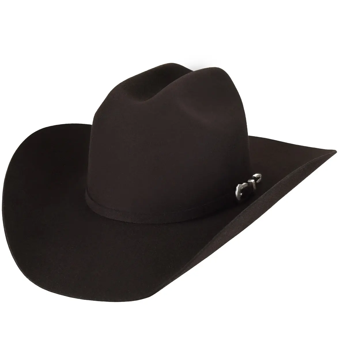 Bailey Western Pageant II 2X Black Wool Felt Cattleman Crown 4 3/4" Long with 2x Wool Felt Brim & Leather Sweatband
