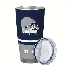 Dallas Tumbler 20oz Stainless Steel with Lid & Straw Insulated Double Wall Design for Football Fans EST 19 Gift for Women Men Travel Cup