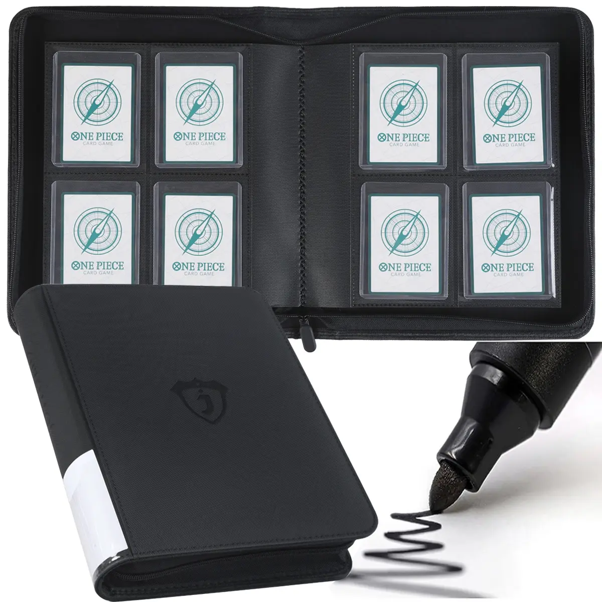 Toploader Binder, Holds 128 Top Loaders, 4 Pocket Design for 3"x4" Rigid Card Holders, Ideal for Trading & Sports Cards, TCG Storage, Trading Card Storage, Trading Card Organizer, Model a - Black