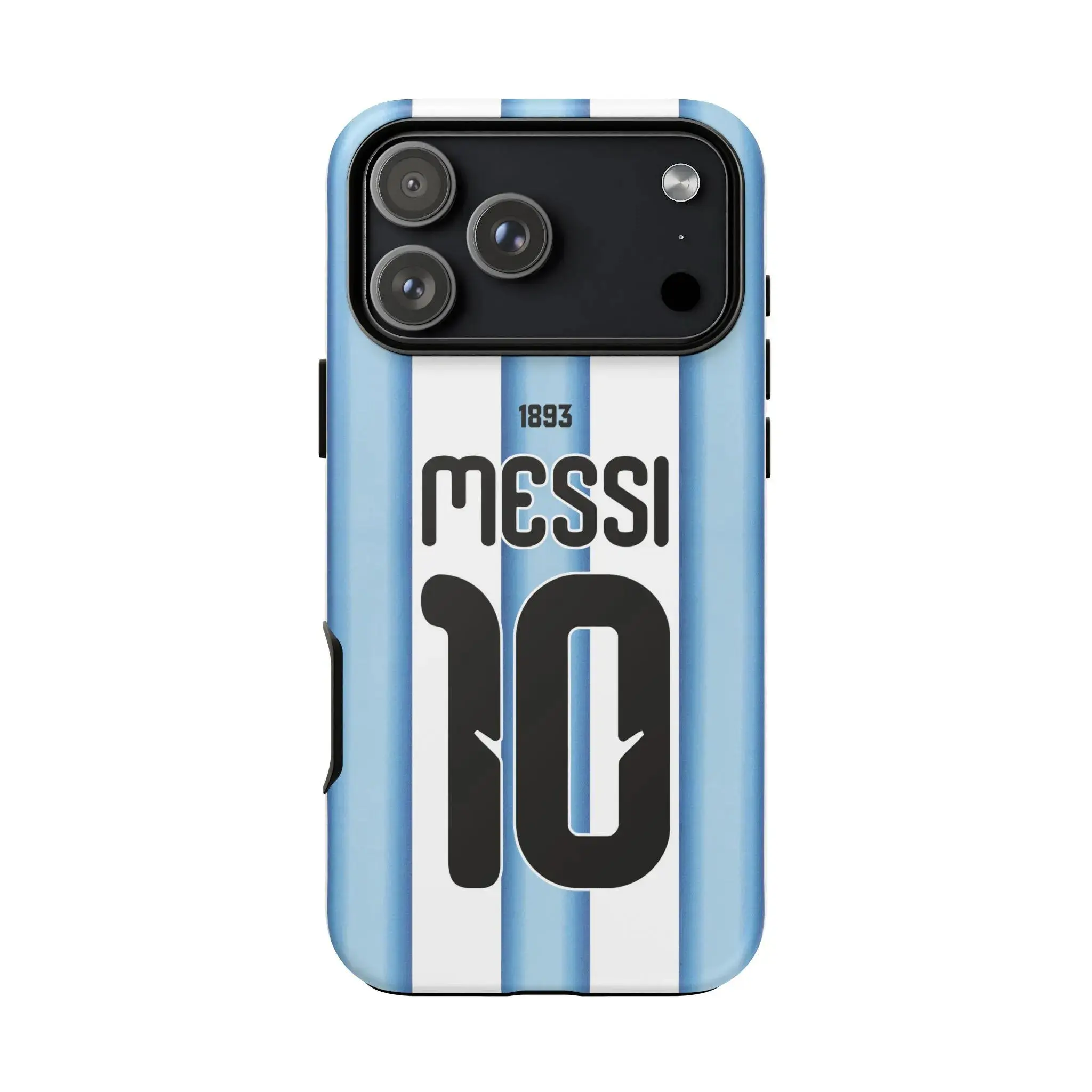 Argentina Albiceleste Pride Tough Phone Case for iPhone Football King Messi - Blue   White Stripes Patriotic Heritage Style Dual-Layer Armor Cover Fits iPhone 17 16 15 14 13 Pro Max