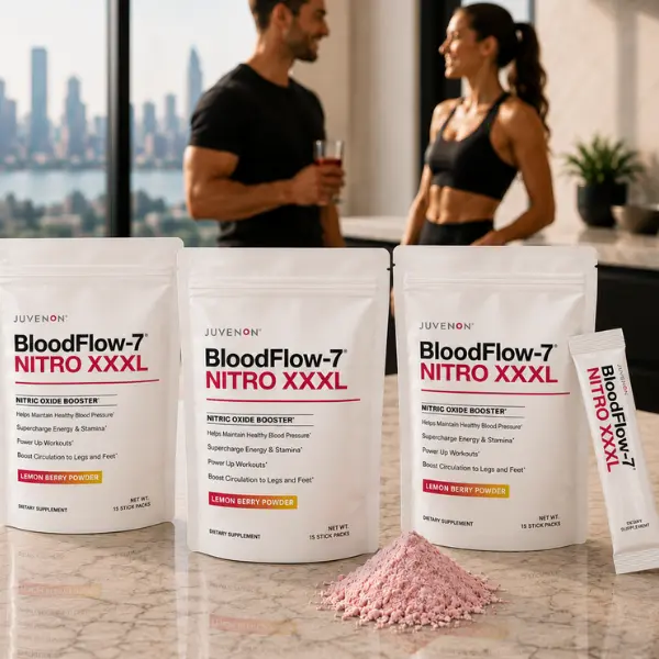 BloodFlow-7 Nitro XXXL Drink Mix Travel Sticks - Buy 2 Get 1 Free - 3X Strength Nitric Oxide for On-The-Go Blood Flow & Daily Vitality - Dissolvable Travel Stick