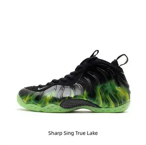 Gradient flame streak graphic molded shell mid top sneakers with luminous translucent outsole