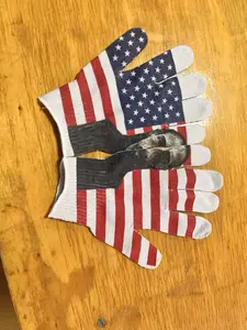 American Flag Print Knit Gloves, Patriotic Stars and Stripes Design, Soft Stretch Knit, One Size, Warm Winter Hand Gloves, Casual Streetwear Accessory, Cold Weather Outfit Add-On
