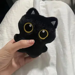 Adorable Lifelike Black Cat Plushies – Soft Small 4.7” Stuffed Cat Toy, Cute Big-Eyed Plush Animal for Cat Lovers, Gifts & Decor