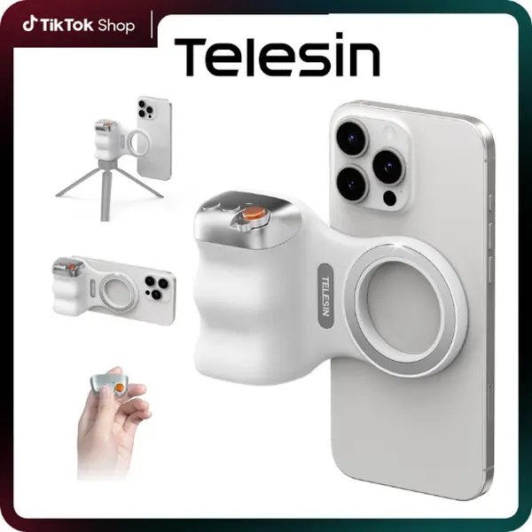 TELESIN Magnetic Phone Grip with Remote, 3KG Strong Magnet Camera Handle for Outdoor Sports Soccer Season, Vlogging, Steady Shots for iPhone A, Android,Samsung