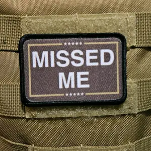 missed me coyote brown trump patch 2"x3" removable morale patch with hook and loop backing