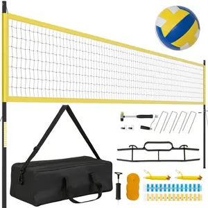[Fahuac] 32ft Portable Volleyball Net Set - 3-Level Adjustable Poles, Anti-Sag Winch, 18LBS, for Backyard Beach.