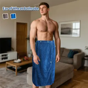 1pc Large size Men's Bath Skirt - Quick-Dry Spa Wrap, Soft Coral Fleece Showerrobe, Super Absorbent Towel, bathroom towel, Highly Absorbent Ideal Gift for Men, Gym Apparel, Beachwear, Christmas Halloween