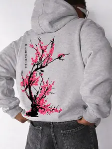 Japanese Cherry Blossom Graphic Hoodie Streetwear Pink Sakura Print