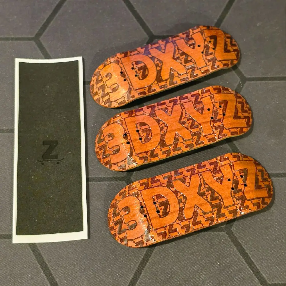 3DXYZ All Wood Fingerboard Deck, Laser Etched Graphic + Grip Tape Included, 32mm 34mm 36mm