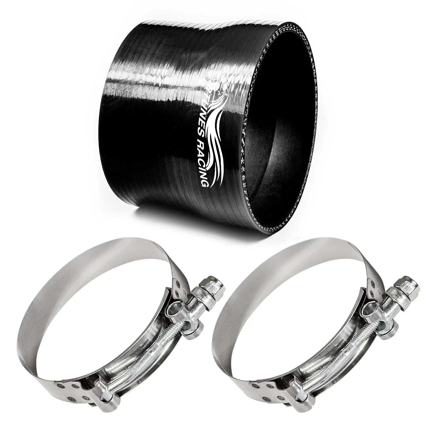 3"-2.75" inch (76mm to 70mm) Silicone Coupler Hose with T-Bolt Clamps | Rtunes Racing | BLACK SH-SR76-70CK-TC