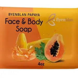 Byenblan Papaya Face & Body Soap Citrus Glow 4oz - Scented Daily Cleanser for Skin Repair with Papaya Ingredient 