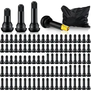 100 Pcs Tire Valve Stems-TR412, TR413, TR414 - Rubber Black Snap-in, Standard Length - Replacement for Car Tubeless Rim Holes