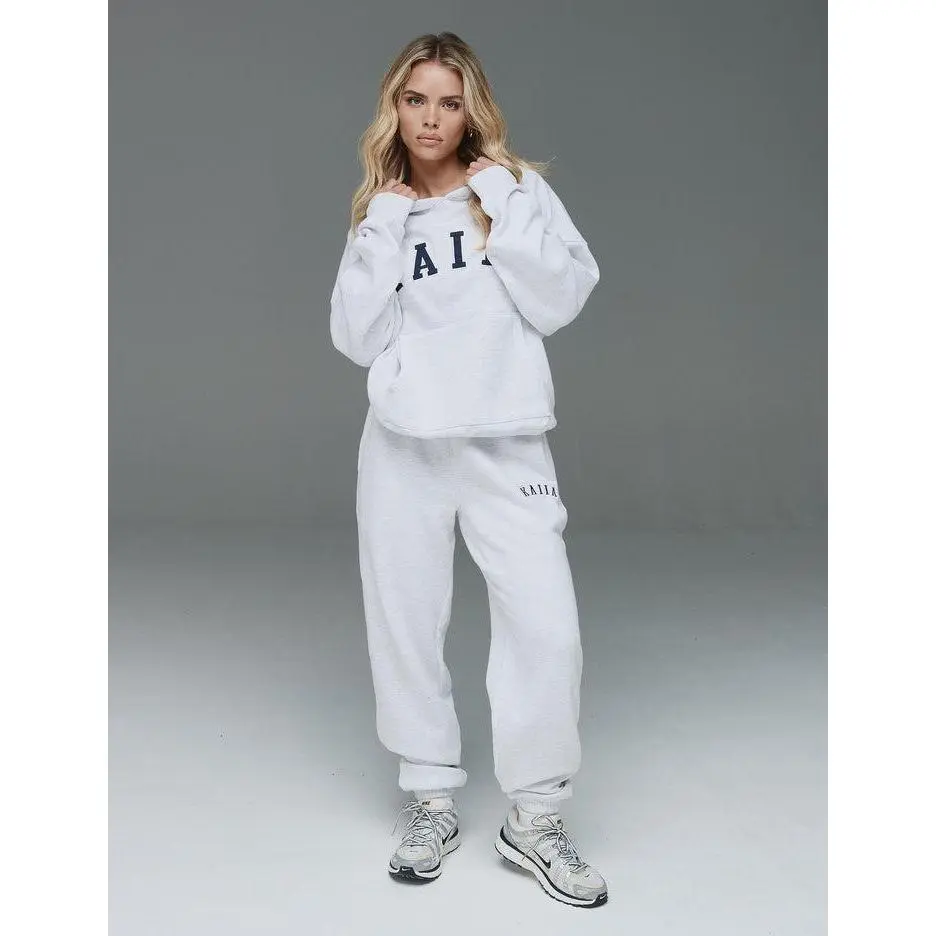 Kaiia Logo Cuffed Joggers Light Grey Marl