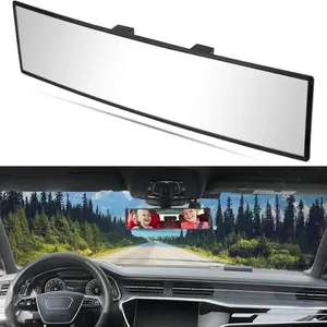 Universal 11.81 Inch Panoramic Convex Rearview Mirror, Car Dashboard Wide Angle Mirror, Automotive Accessory for Suvs and Trucks