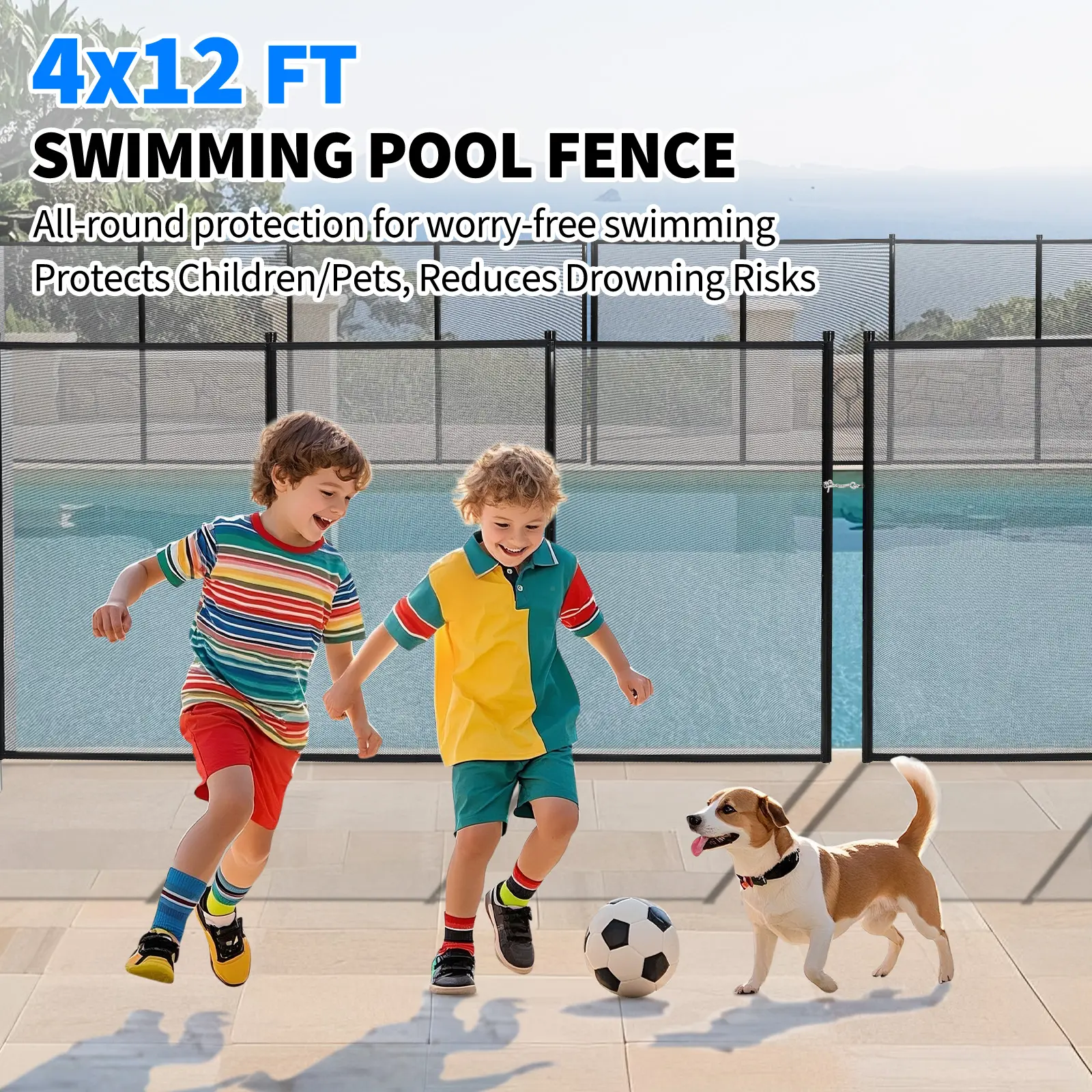 Heavy Duty Pool Safety Barrier for Inground and Above Ground Pools, Mesh Pool Fence for Backyard Family Protection