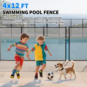 Inground Above Ground Pool Safety Fence, Removable Mesh Barrier for Backyard, Child Pet Protection
