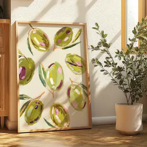 Olives Wall Art Cute Olive Print Kitchen Print Cottage Core Poster Kitchen Art Watercolor Coquette Room Decor Girly Art Farmhouse Art Trendy, Room Decor, Unframed