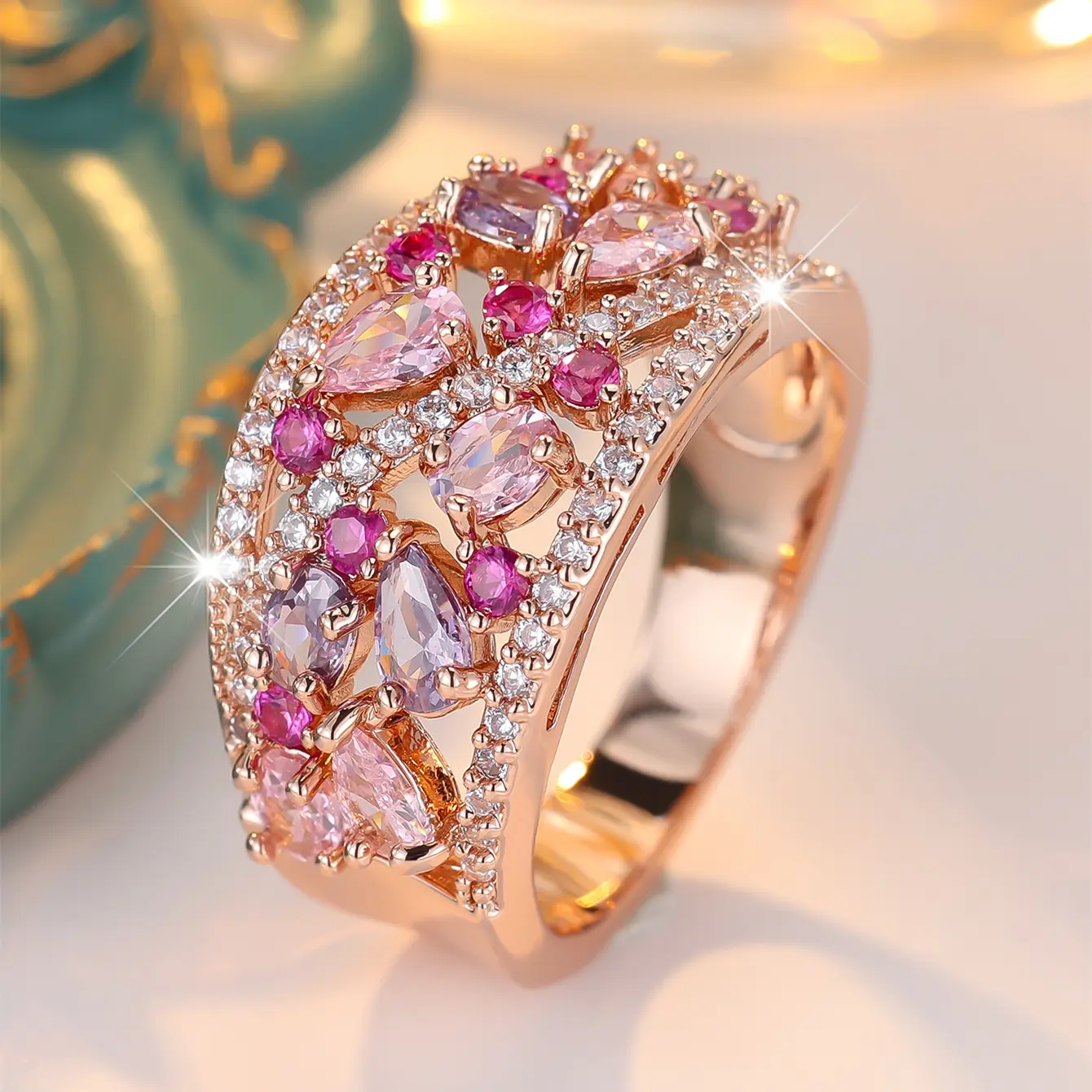 Luxury  Women's Rings Artificial Zirconia Decor Stackable Infinity Rings for Daily Date Wear, Birthday Anniversary Valentine's Day Gift Engagement Ring