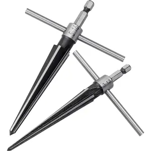 2 count T Handle Tapered Reamer Set 1/4" Hex Shank Detachable Taper Hand Reamers Guitar Tapered Hole Reamer Tool