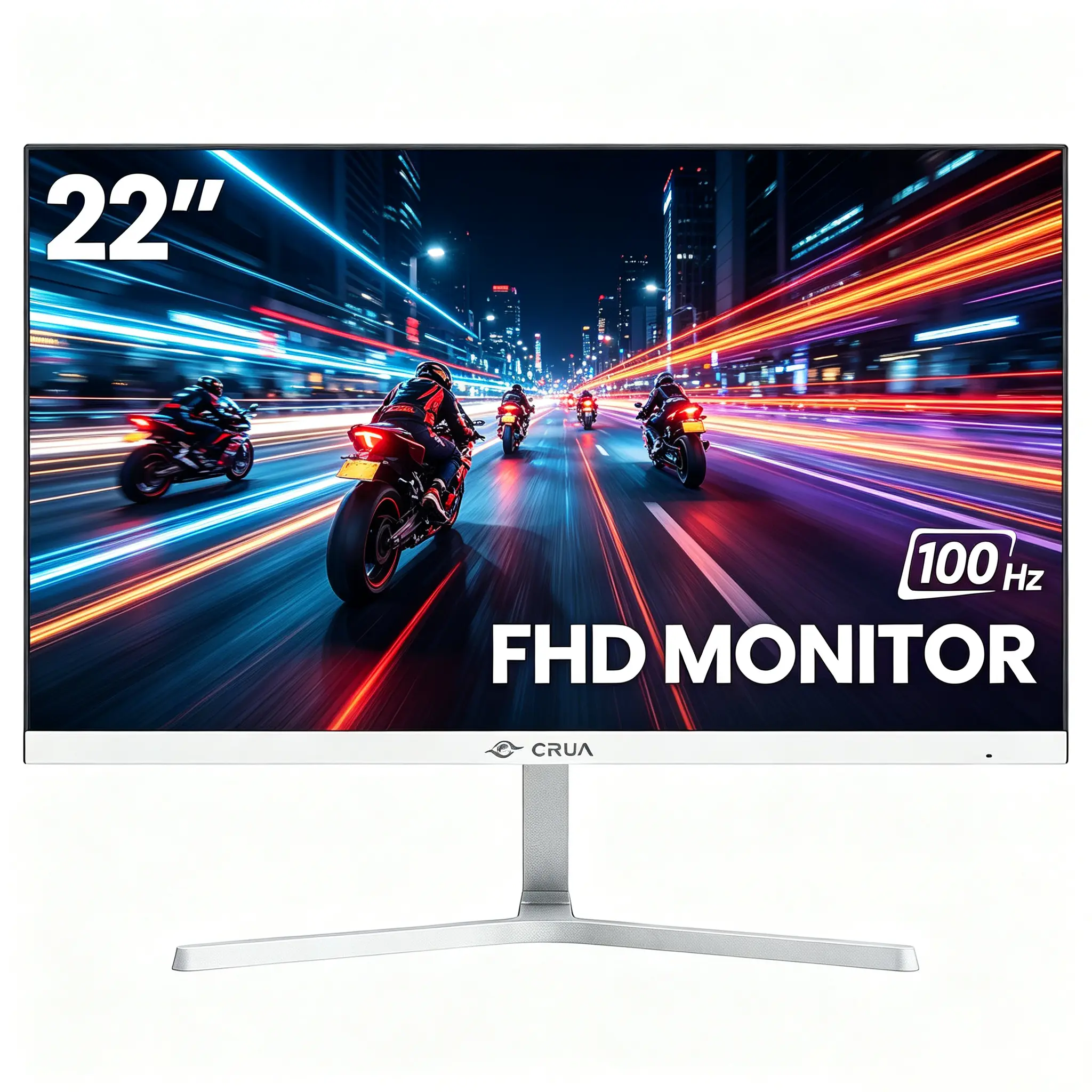 CRUA 22 inch 100Hz FHD Monitor – 1080p, 95% sRGB, Ultra-Narrow Bezel, HDMI, VESA Wall Mount (Gaming & Office)