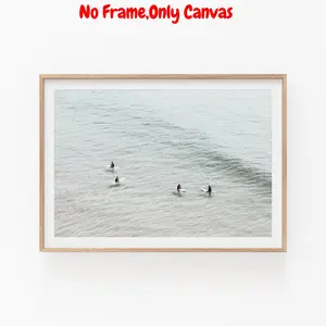 Surfing Pattern Unframed Painting, Ocean Inspired Design, Modern Wall Art Canvas Printing, Wall Decor for Home Living Room Bedroom, Creative Modern Decoration, Ornaments