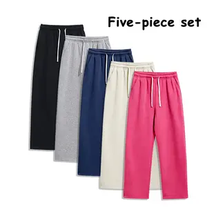 5-Pack Men’s Workout & Lounge Sweatpants, Drawstring Wide-Leg Pants, Comfortable Joggers for Gym, Home, and Outings